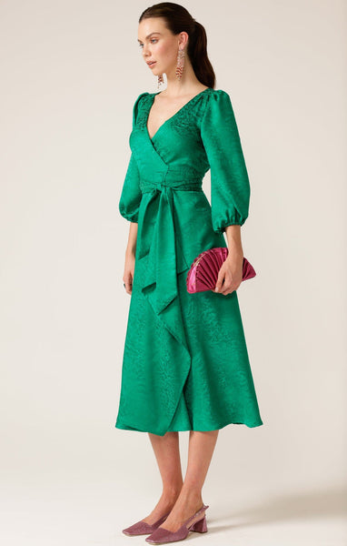 Sacha Drake - Chateau Wrap Dress - Emerald Jacquard