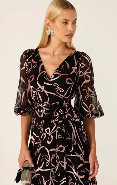Sacha Drake - Florence Wrap Midi Dress - Pink Bows