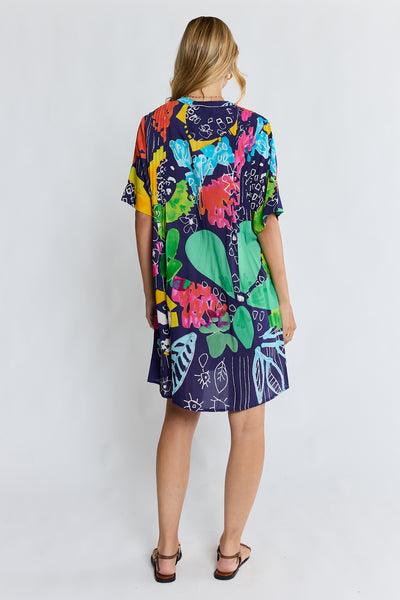 Lula Life - Callie Button Dress - Navy