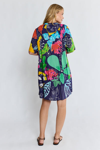 Lula Life - Callie Button Dress - Navy