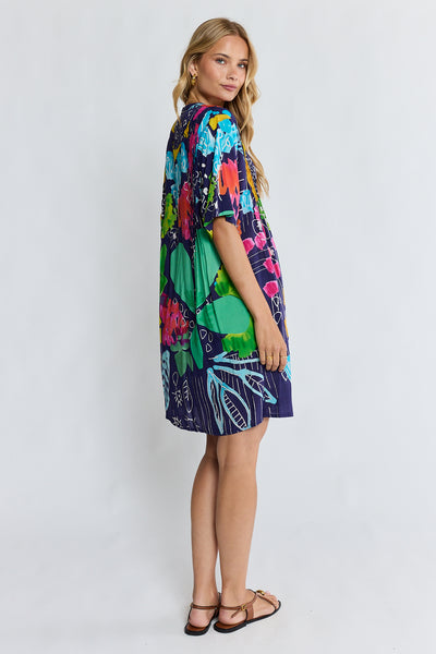 Lula Life - Callie Button Dress - Navy