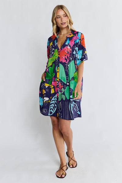 Lula Life - Callie Button Dress - Navy