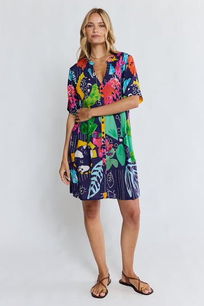 Lula Life - Callie Button Dress - Navy