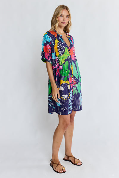Lula Life - Callie Button Dress - Navy