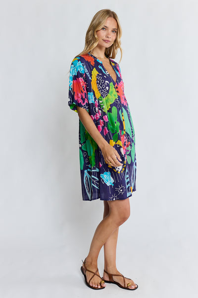 Lula Life - Callie Button Dress - Navy