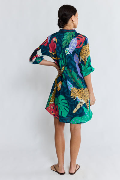 Lula Life - Jungle Fever Tuck Dress - Navy