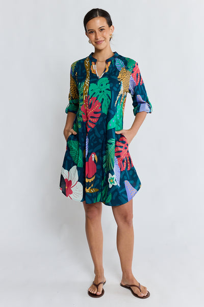 Lula Life - Jungle Fever Tuck Dress - Navy
