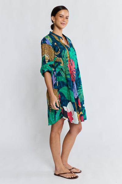 Lula Life - Jungle Fever Tuck Dress - Navy