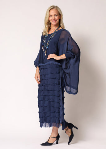 Imagine - Navy Netty Dress Silk Ruffle Layers 10IM38621