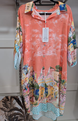 Rosa Jojo - Positano Linen Dress - Coral