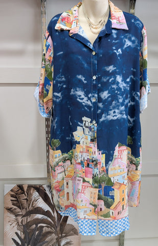 Rosa Jojo - Positano Linen Dress - Navy