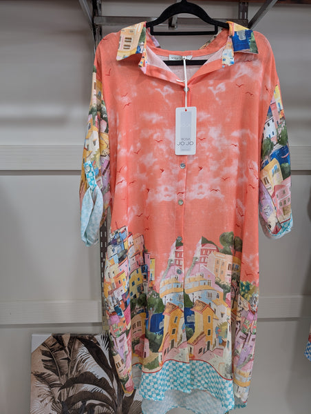Rosa Jojo - Positano Linen Dress - Coral