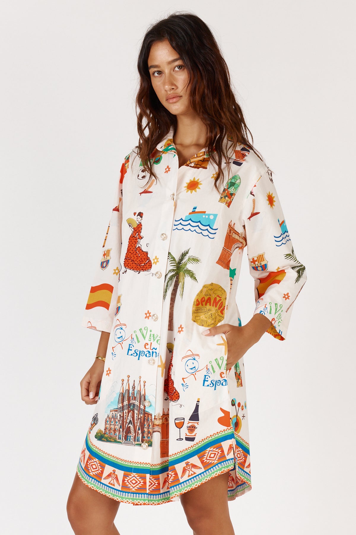 Rubyyaya - Espanol Shirtmaker Dress - White