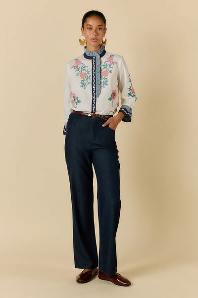 Rubyyaya - Lara Frill Top - Cream PRESALE JULY DELIVERY