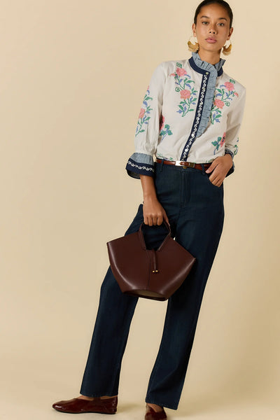 Rubyyaya - Lara Frill Top - Cream PRESALE JULY DELIVERY
