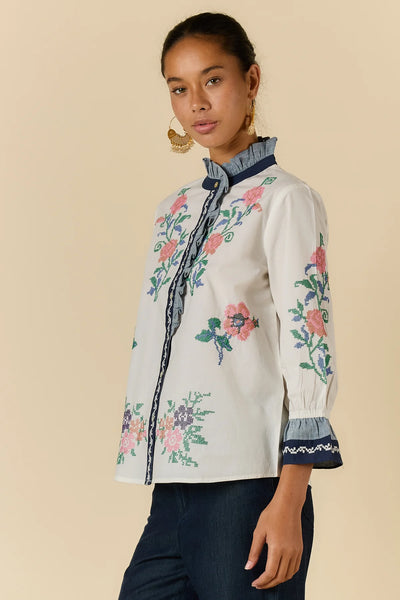 Rubyyaya - Lara Frill Top - Cream PRESALE JULY DELIVERY