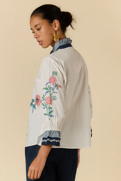 Rubyyaya - Lara Frill Top - Cream PRESALE JULY DELIVERY