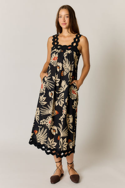 Rubyyaya - Tucan Strap Midi Dress - Black