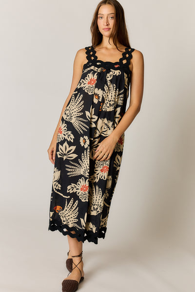 Rubyyaya - Tucan Strap Midi Dress - Black