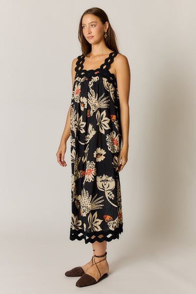 Rubyyaya - Tucan Strap Midi Dress - Black