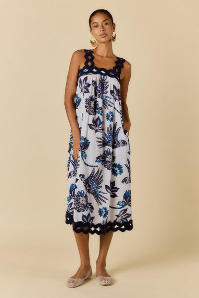 Rubyyaya - Tucan Strap Midi Dress - Blue