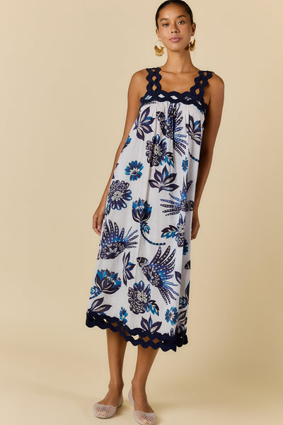 Rubyyaya - Tucan Strap Midi Dress - Blue