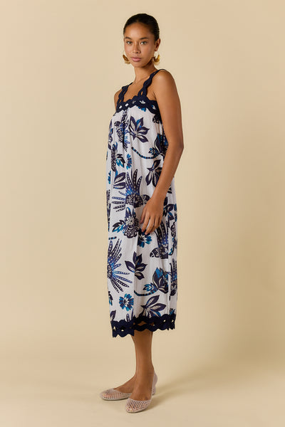 Rubyyaya - Tucan Strap Midi Dress - Blue