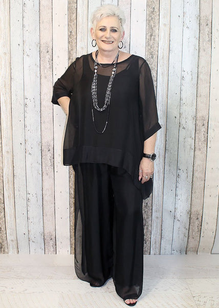 Imagine - Black Silk Gia Pant with Split 10IM2184
