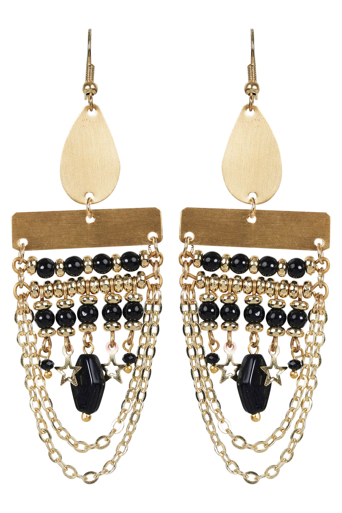 Eb & Ive - Tullah Drop Earring - Brass Bead, Black Bead or Brass Stars