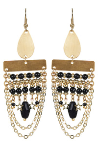 Eb & Ive - Tullah Drop Earring - Brass Bead, Black Bead or Brass Stars