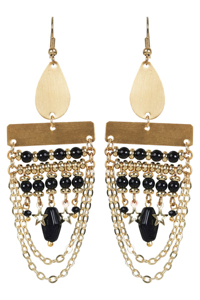 Eb & Ive - Tullah Drop Earring - Brass Bead, Black Bead or Brass Stars