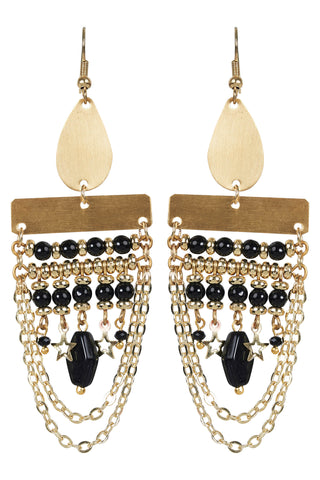 Eb & Ive - Tullah Drop Earring - Brass Bead, Black Bead or Brass Stars