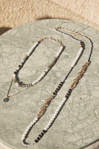 Eb & Ive - Qualia Beaded Necklace - Oyster or Pebble