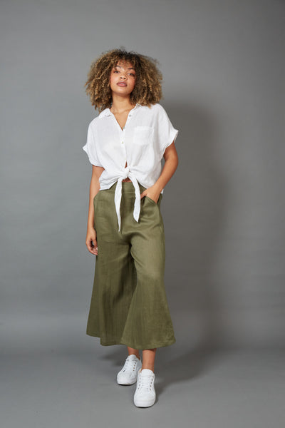 Eb & Ive - Studio Crop Pant Linen - Khaki