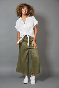 Eb & Ive - Studio Crop Pant Linen - Khaki