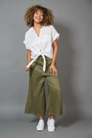 Eb & Ive - Studio Crop Pant Linen - Khaki