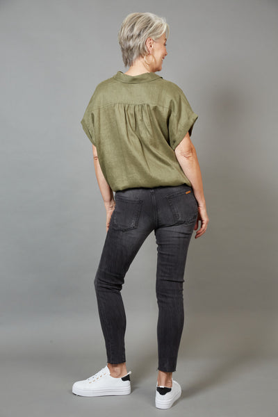 Eb & Ive - Studio Tie Shirt Linen - Khaki