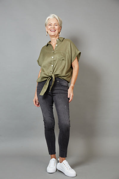 Eb & Ive - Studio Tie Shirt Linen - Khaki