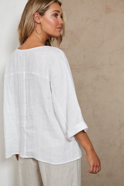 Eb & Ive - Studio Relaxed Top Linen - Salt