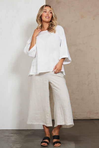 Eb & Ive - Studio Relaxed Top Linen - Salt