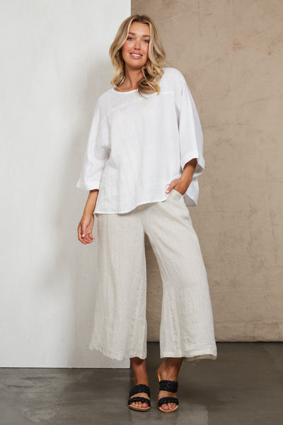 Eb & Ive - Studio Relaxed Top Linen - Salt