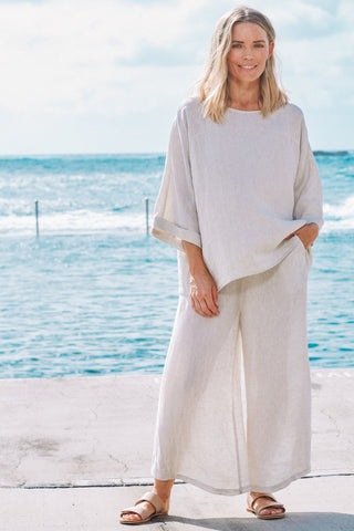 Eb & Ive - Studio Relaxed Top Linen - Tusk