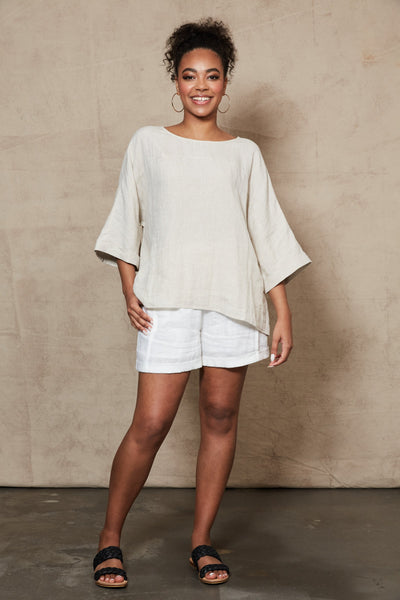 Eb & Ive - Studio Relaxed Top Linen - Tusk