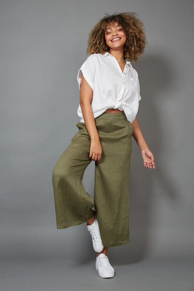 Eb & Ive - Studio Crop Pant Linen - Khaki
