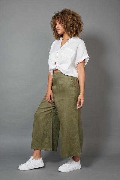 Eb & Ive - Studio Crop Pant Linen - Khaki