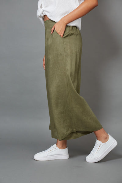 Eb & Ive - Studio Crop Pant Linen - Khaki
