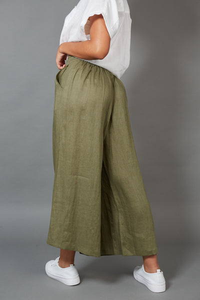 Eb & Ive - Studio Crop Pant Linen - Khaki