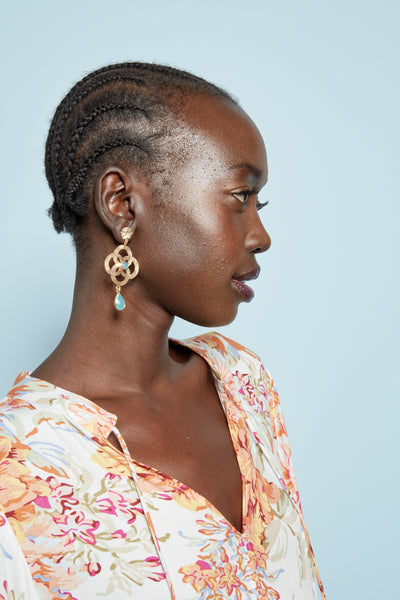 Eb & Ive - Lotus Earring - Flora Stone