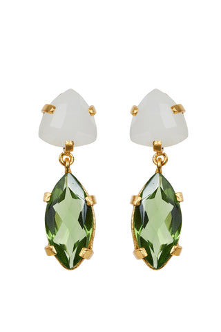 Eb & Ive - Lotus Drop Stone Earring Peridot 2504102