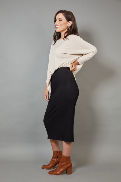 Eb & Ive - Studio Jersey Skirt - Ebony Black